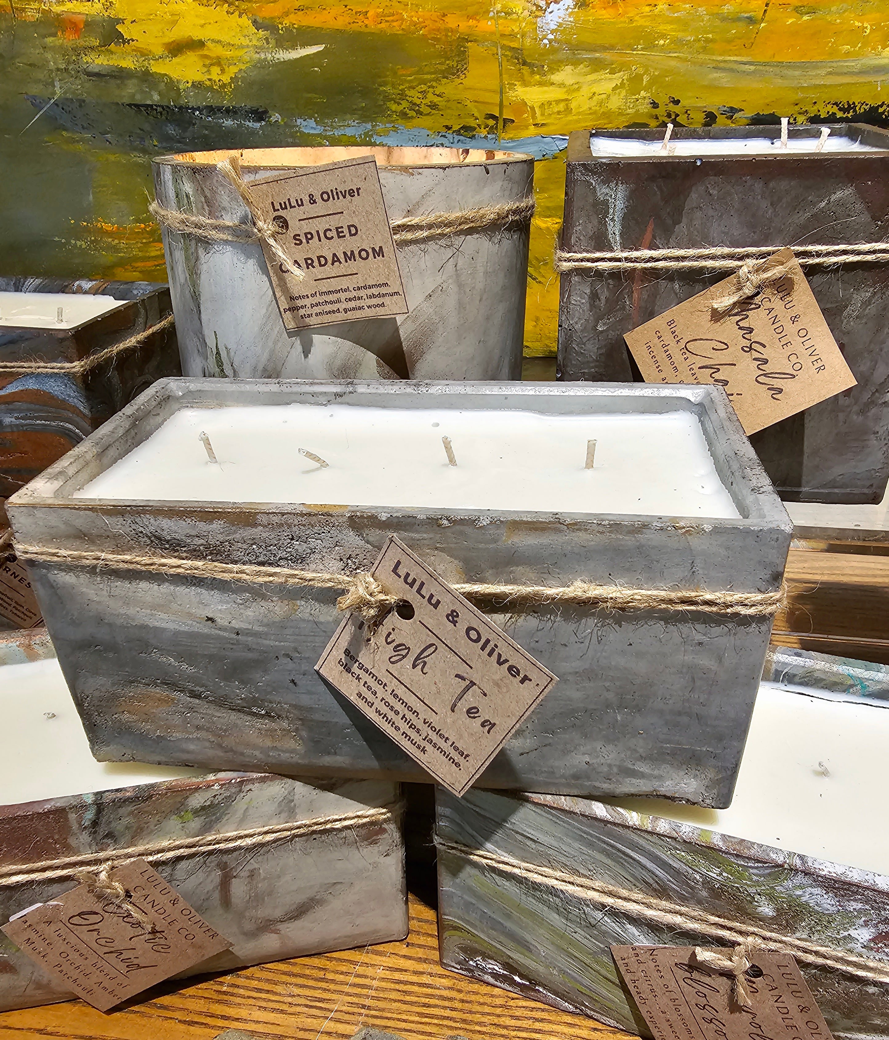 LuLu & Oliver: Signature Concrete Candle - XL Rectangle Handpainted Concrete Candle