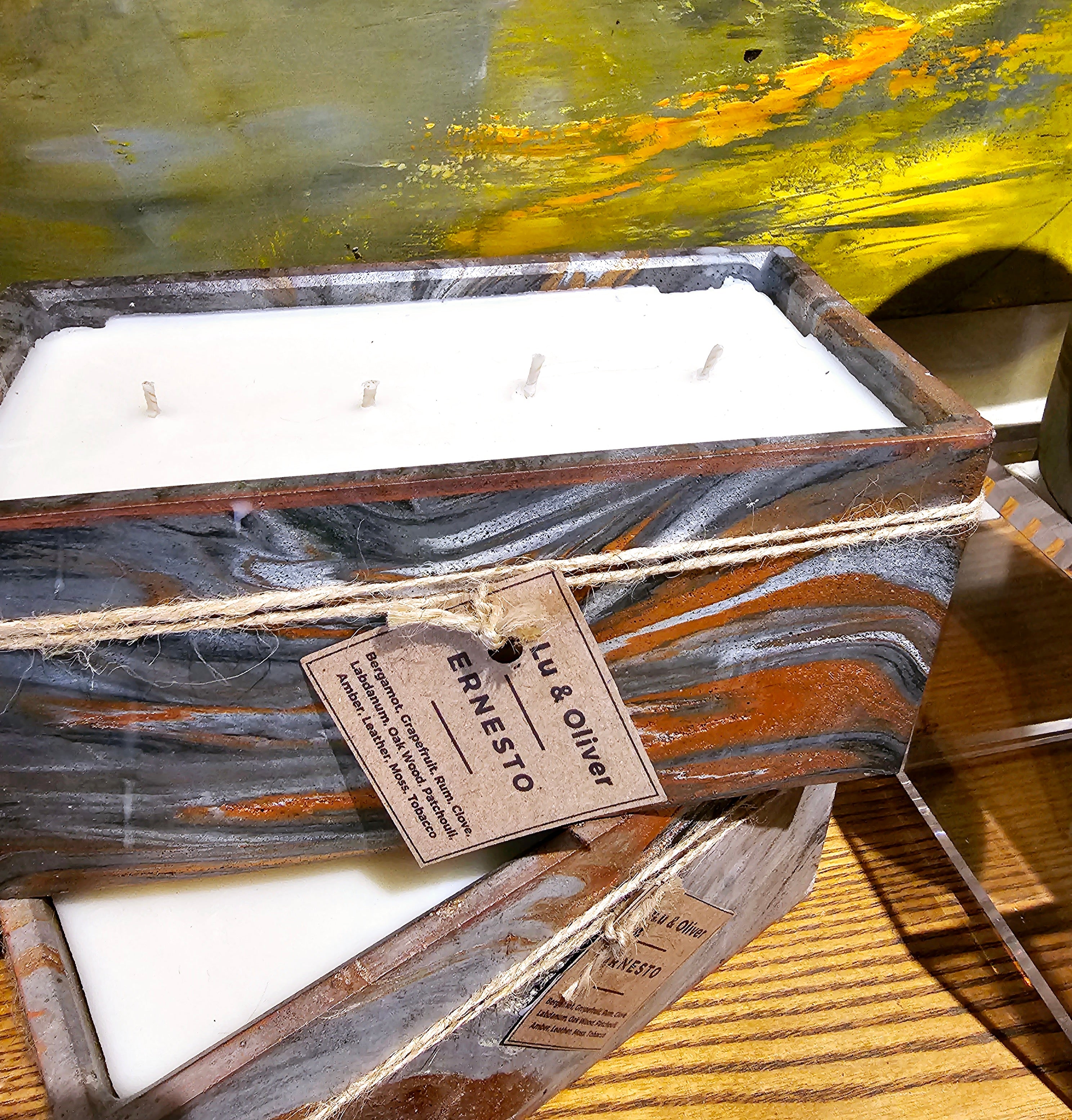 LuLu & Oliver: Signature Concrete Candle - XL Rectangle Handpainted Concrete Candle