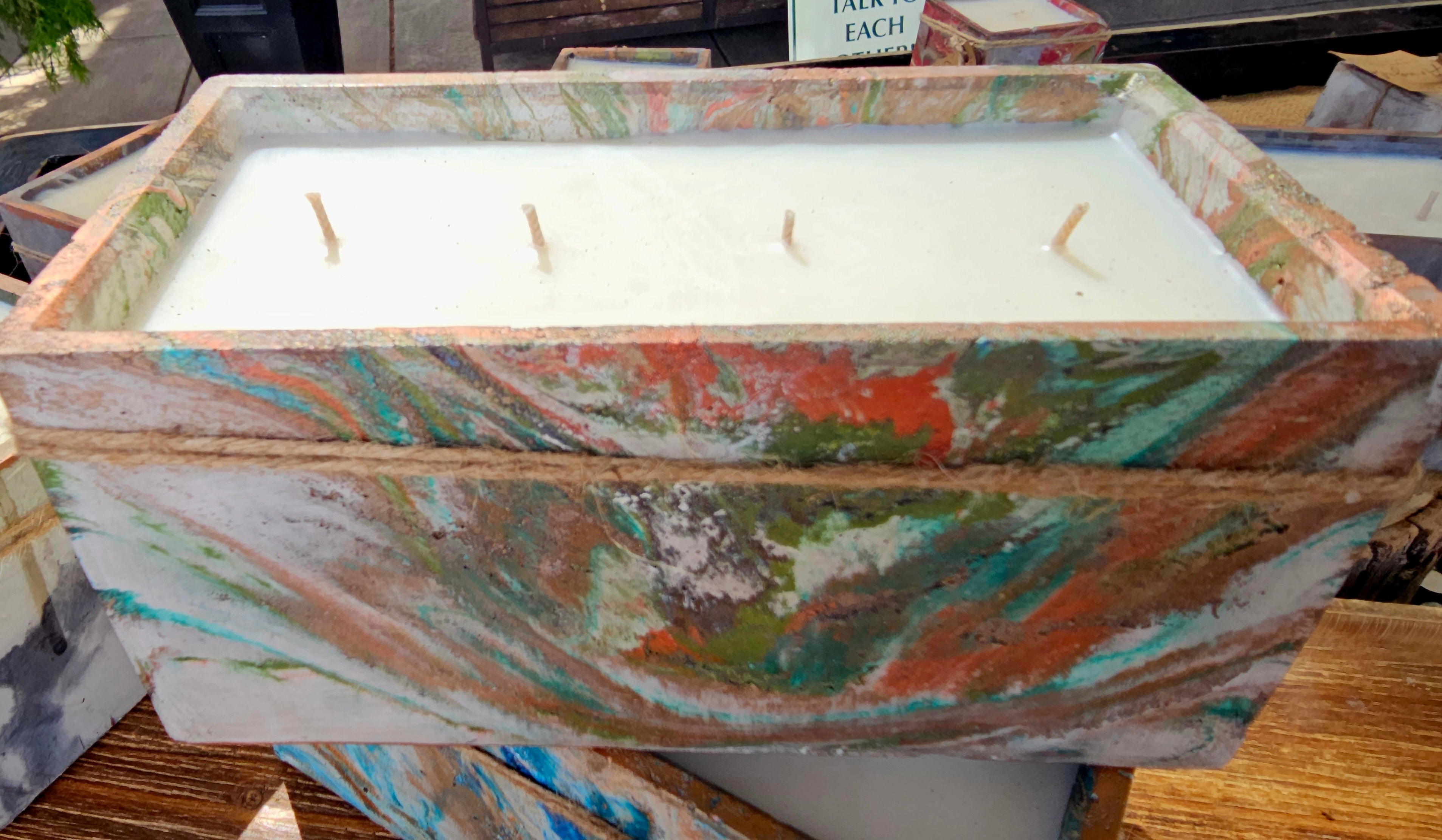LuLu & Oliver: Signature Concrete Candle - XL Rectangle Handpainted Concrete Candle