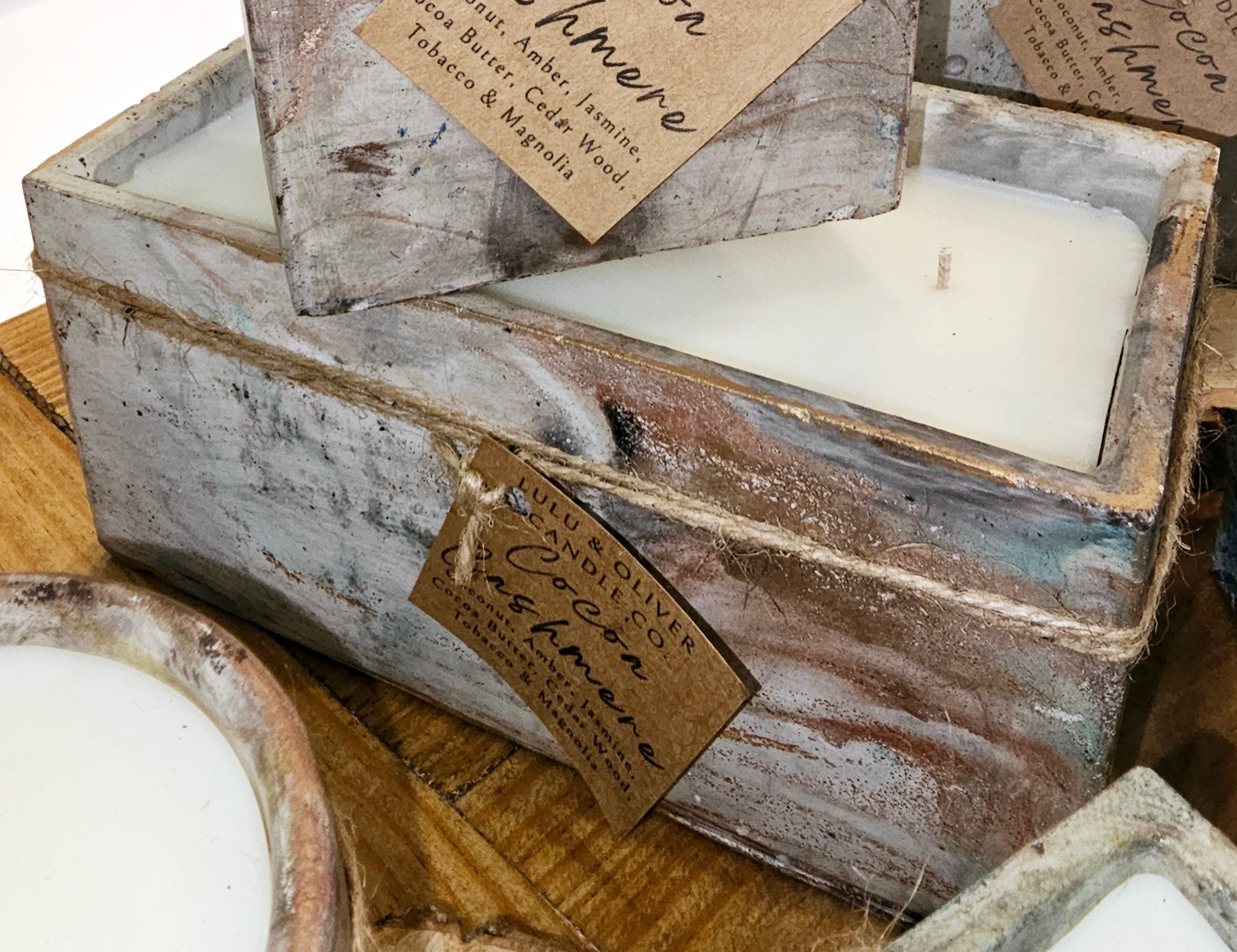 LuLu & Oliver: Signature Concrete Candle - XL Rectangle Handpainted Concrete Candle