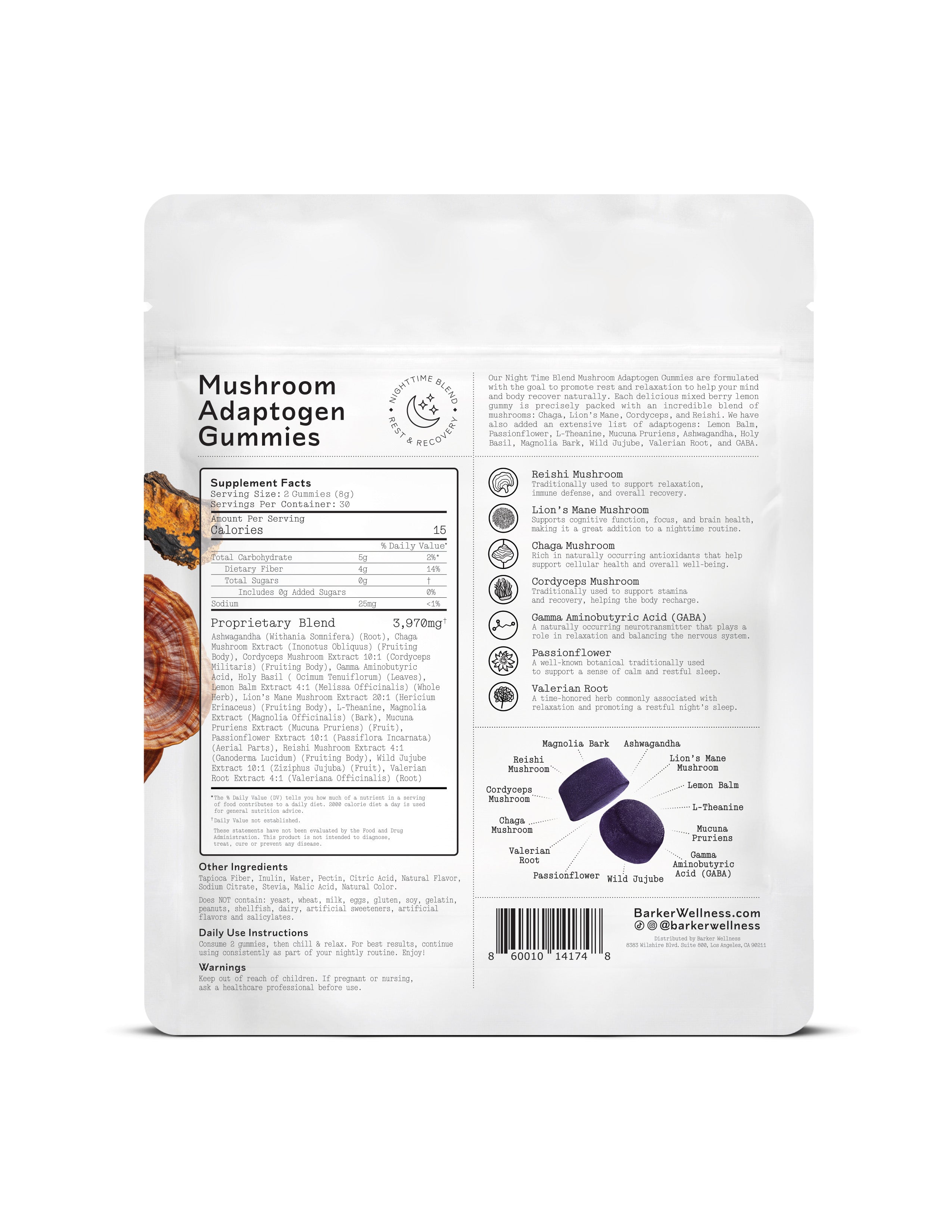 Barker Wellness: Mushroom Adaptogen Gummies - Nighttime