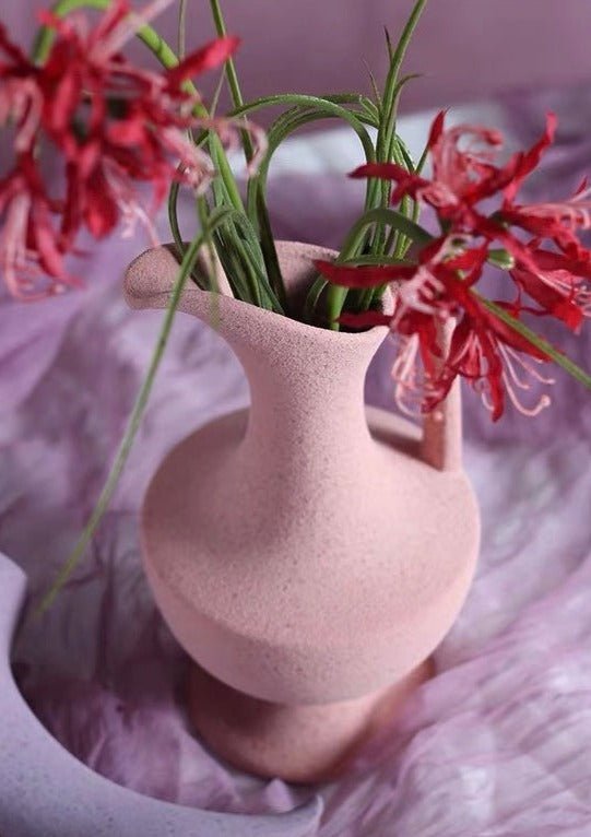 INSPECIAL HOME: Handmade Medieval Style Ceramic Decorative Flower Vase with Matte Finish